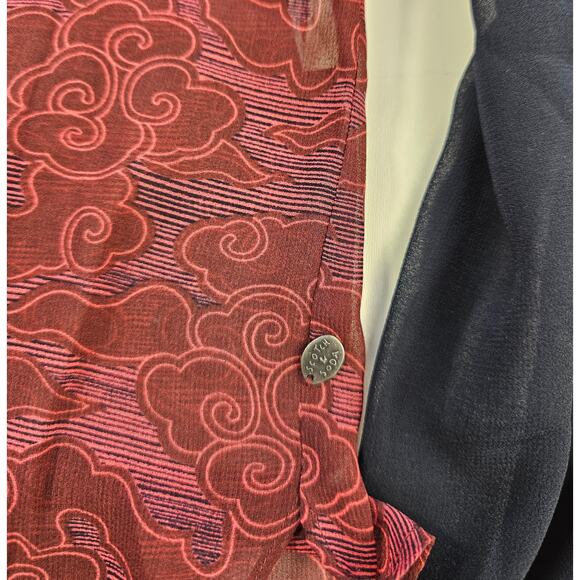 Scotch & Soda P PETITE Sheer relaxed red black puff sleeve EUC whimisgoth silk? - Picture 5 of 9